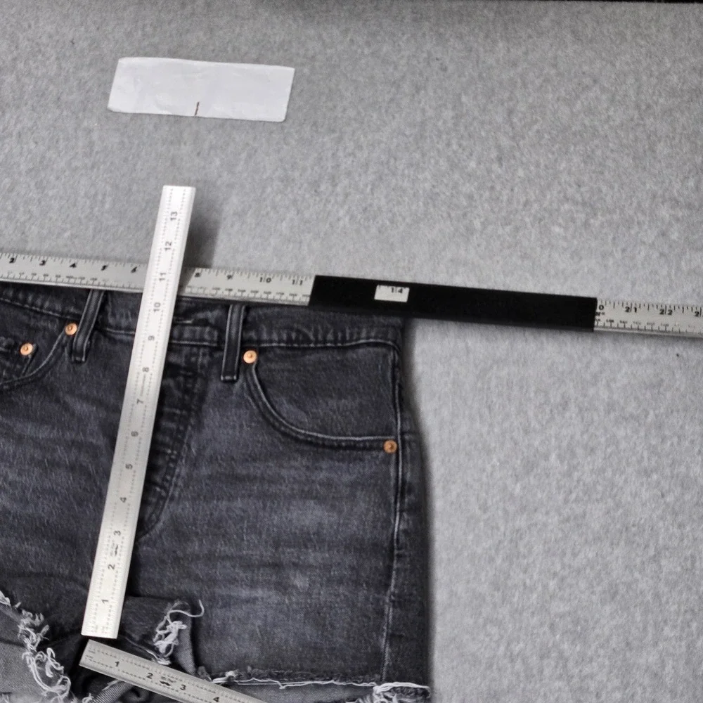 Levi's 501 Women Shorts W28 Gray Denim Jeans Grunge Button Logo